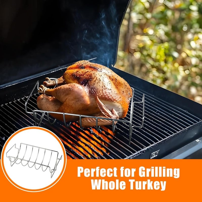 Dallden Turkey Roasting Rack Rib Rack for Smoker grill Stainless Steel Dual-Purpose , Accessory for Large Big Green Egg, Kamado Joe, Pit Boss & More - Holds 6 Ribs or Whole Turkey for Smoking and Roasting - Image 2